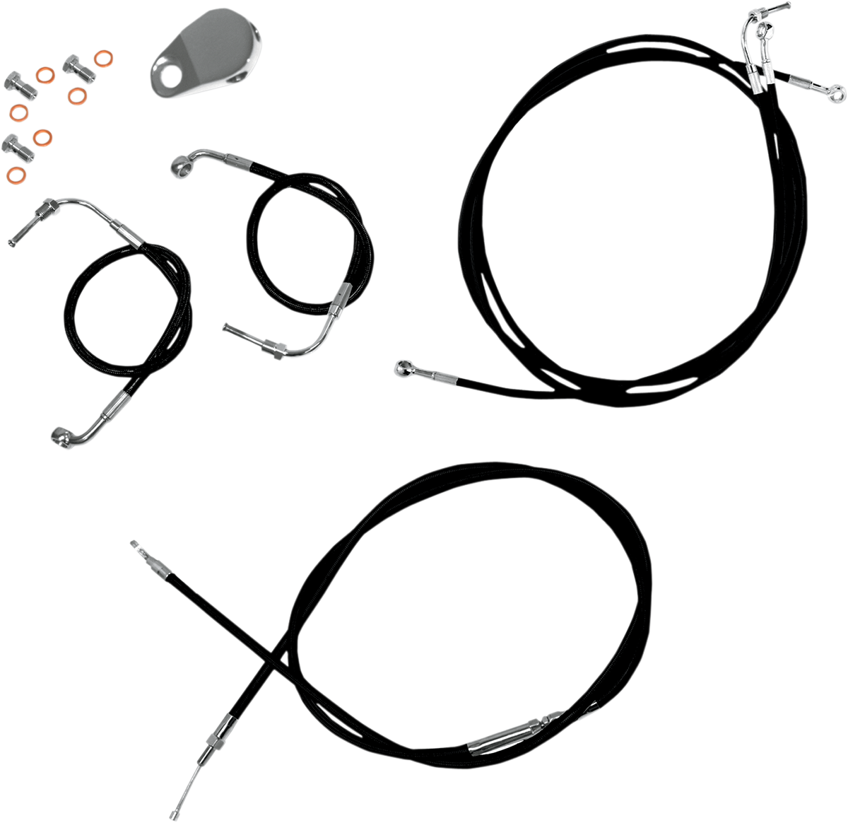 Standard Black Vinyl Handlebar Cable/Brake Line Kit — Mini/Ape Hanger