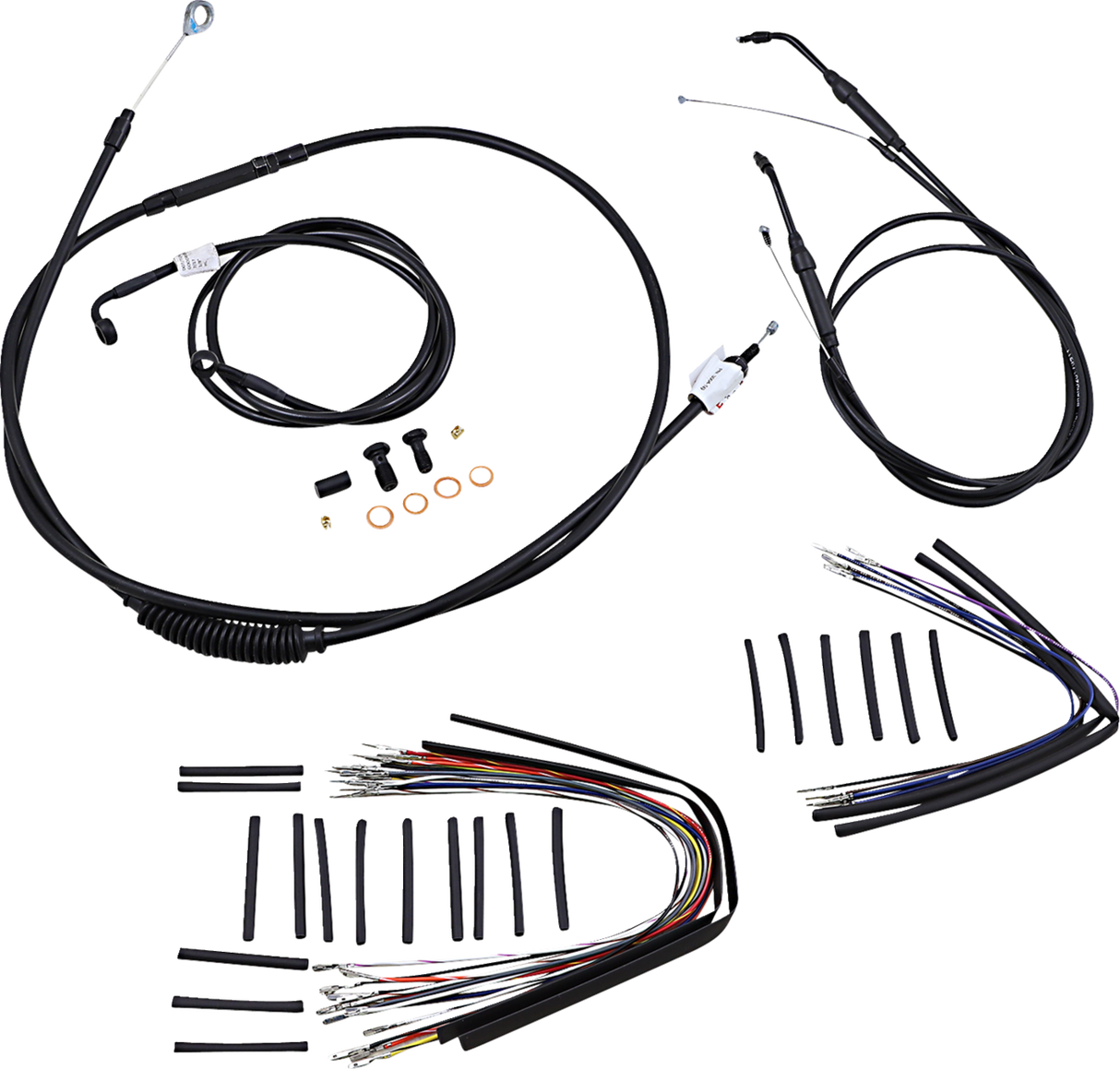 Complete Black Vinyl Handlebar Cable/Line Kit for Ape Hangers