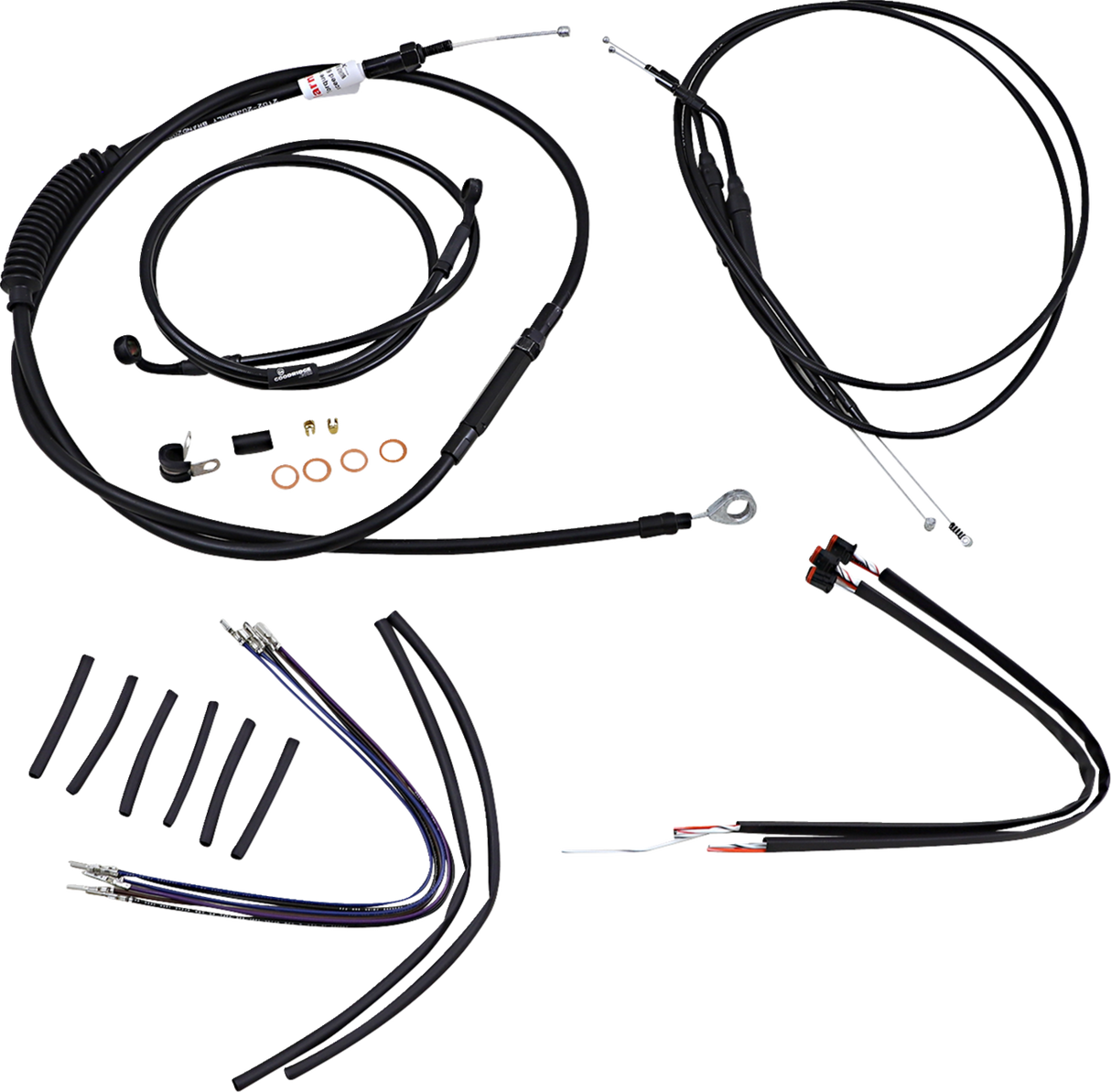 Complete Black Vinyl Handlebar Cable/Line Kit for Ape Hangers