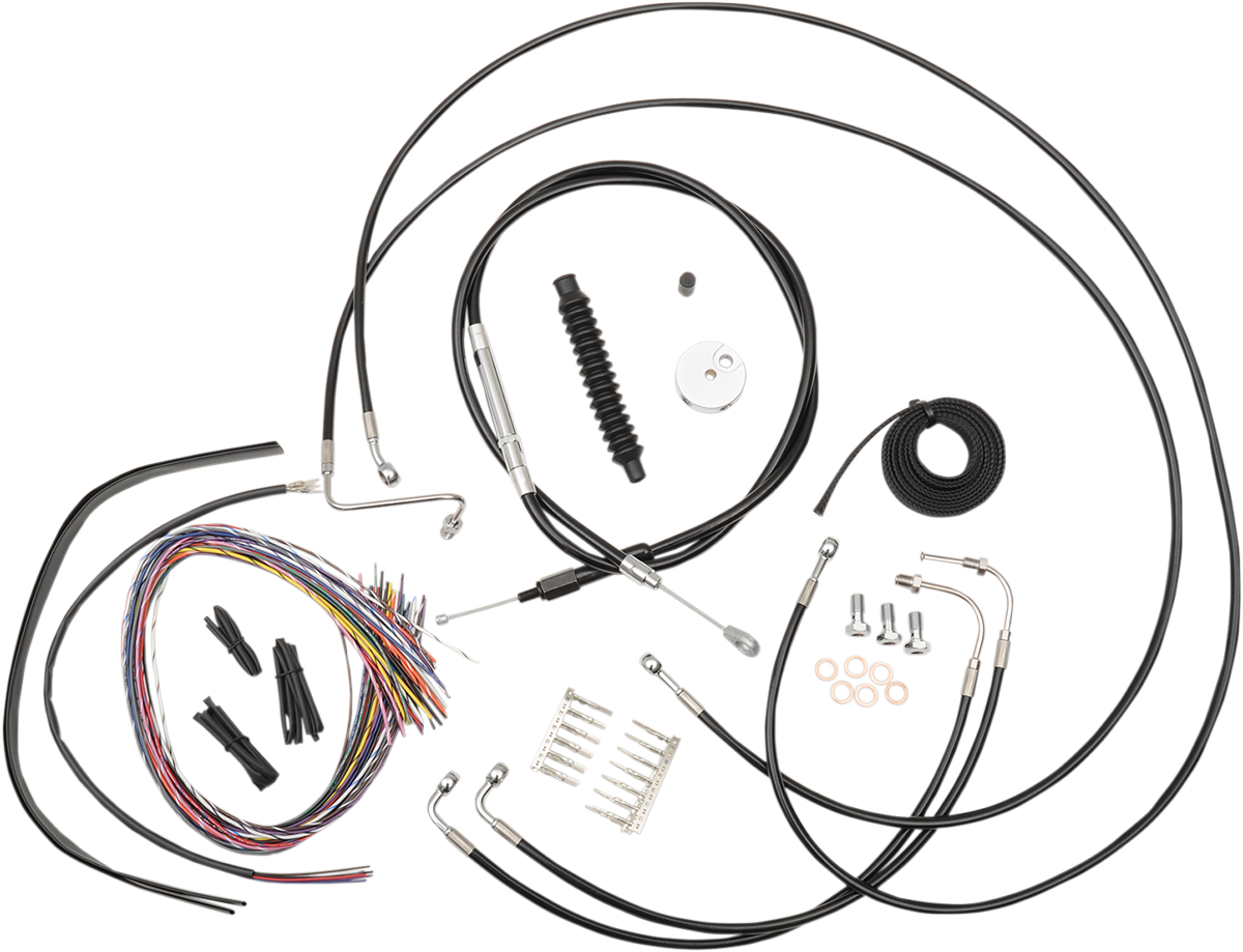Complete Black Vinyl Braided Handlebar Cable/Brake Line Kit