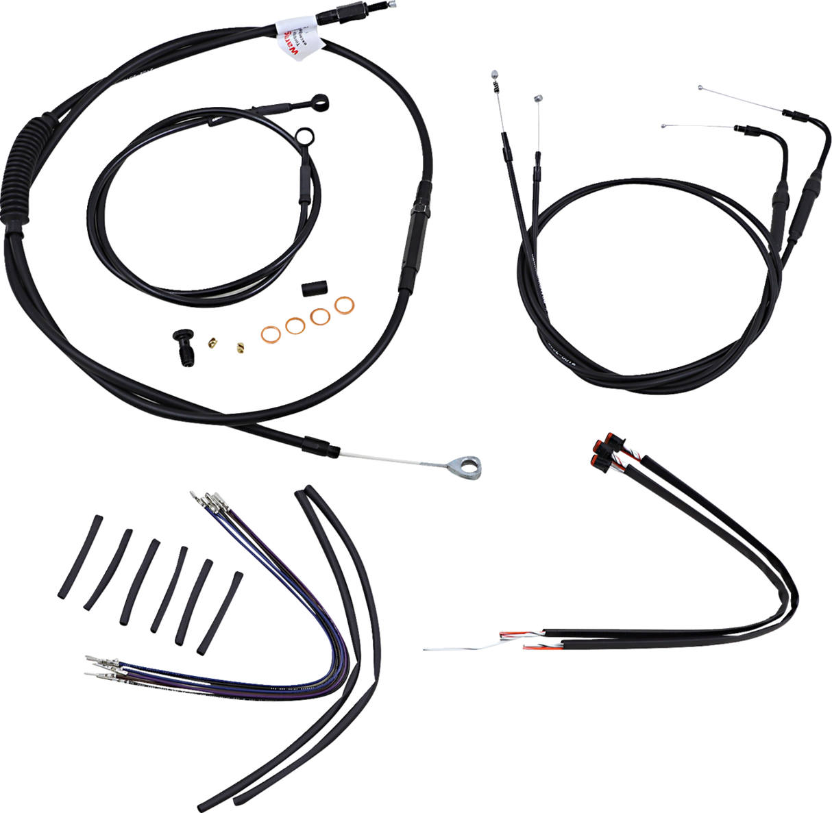 Complete Black Vinyl Handlebar Cable/Line Kit for Ape Hangers