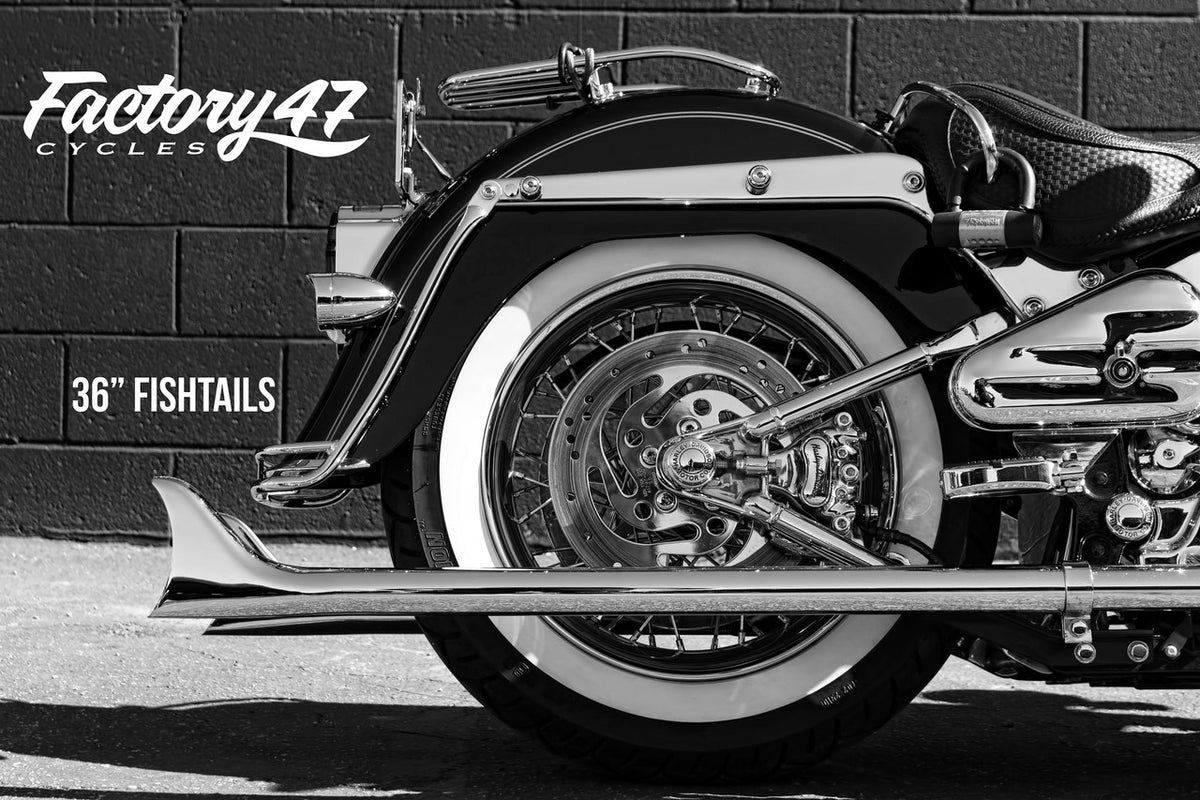 EXHAUST MUFFLER CHROME SLIP-ON WYATT FISHTAIL 33" HARLEY DAVIDSON FLH/FLT TOURING 95-16 - Foto 5