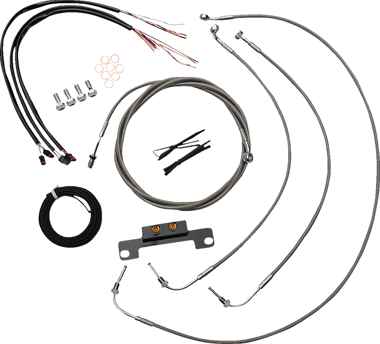Complete Stainless Braided Handlebar Cable/Brake Line Kit — Cable Kit