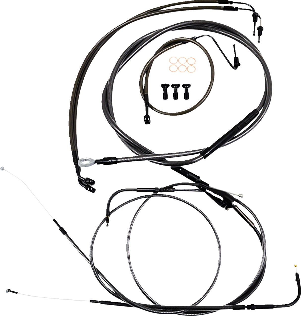 Standard Midnight Braided Handlebar Cable/Brake Line Kit — Mini/Ape Hanger