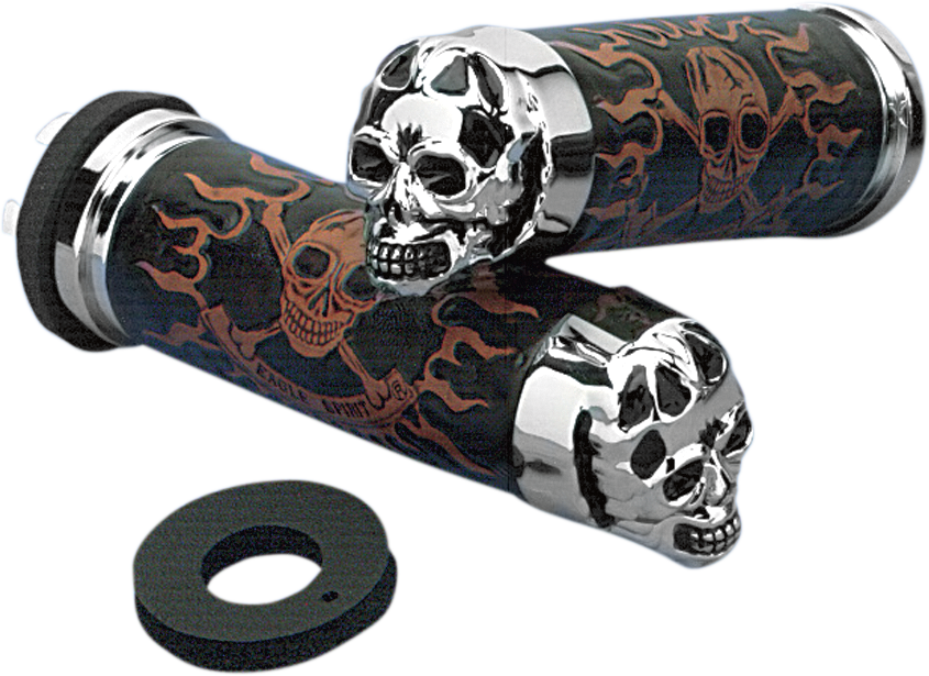 Skull Grips - Red Eyes - Cable- Chrome