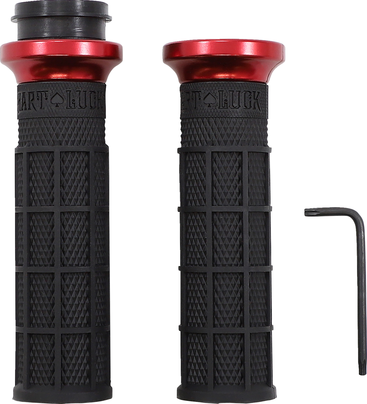 Hart-Luck Signature V-Twin Lock-On™ Grips - TBW - Black/Red
