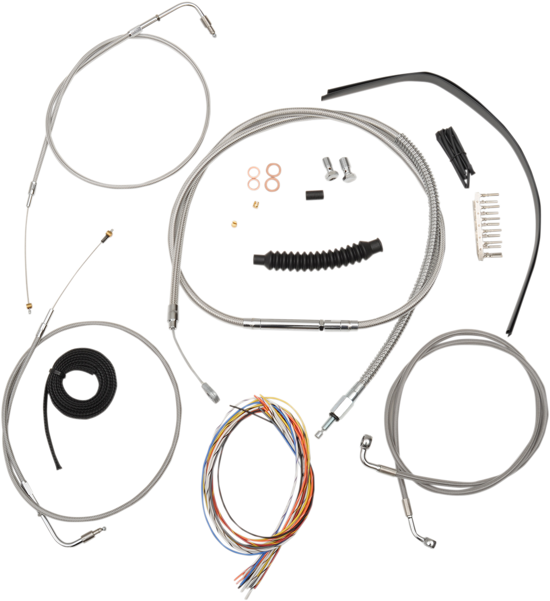 Complete Stainless Braided Handlebar Cable/Brake Line Kit — Cable Kit