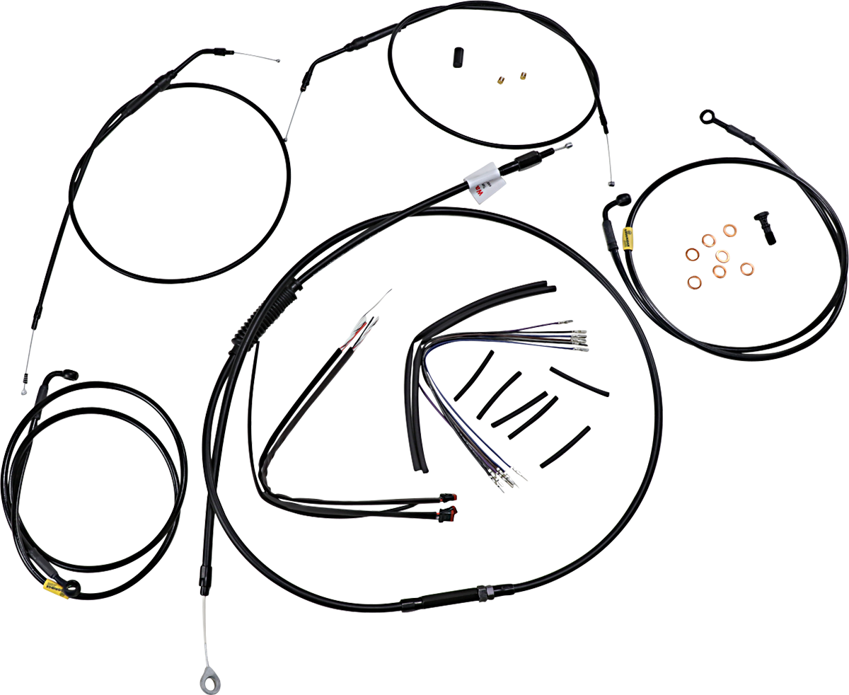 Complete Black Vinyl Handlebar Cable/Line Kit for Ape Hangers