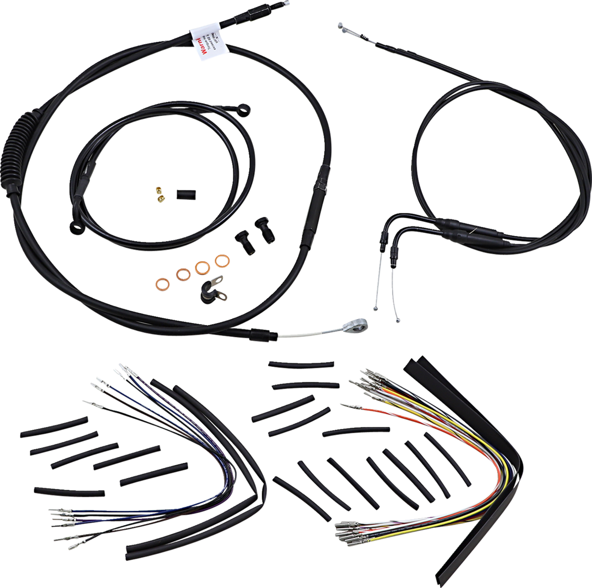 Complete Black Vinyl Handlebar Cable/Line Kit for Ape Hangers