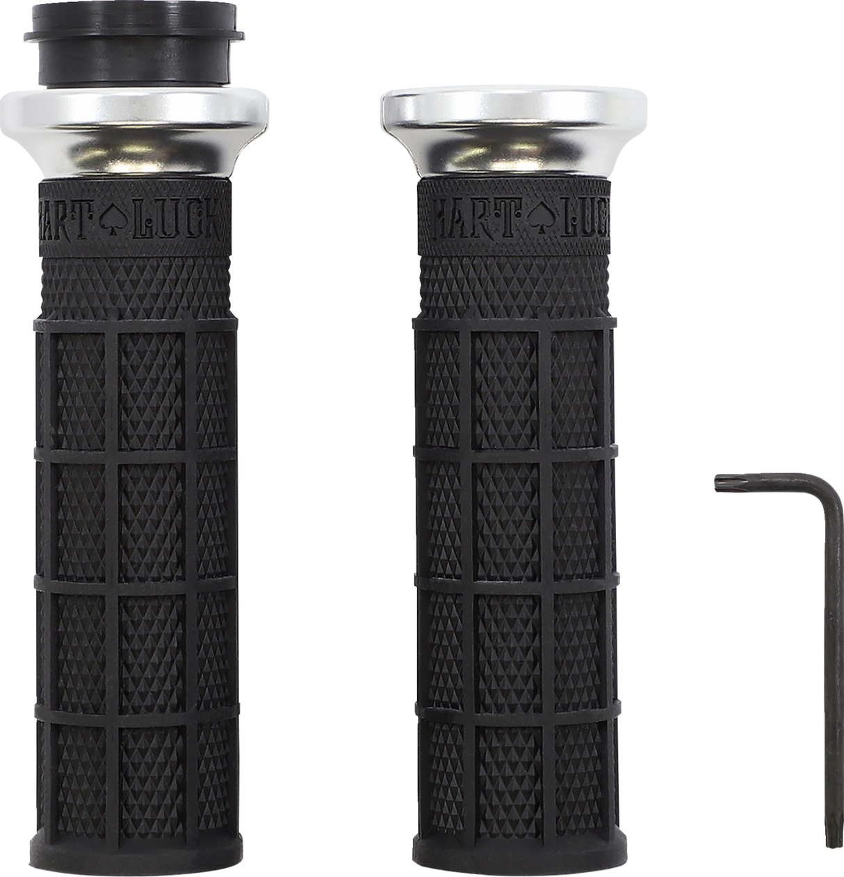 Hart-Luck Signature V-Twin Lock-On™ Grips - TBW - Black/Silver