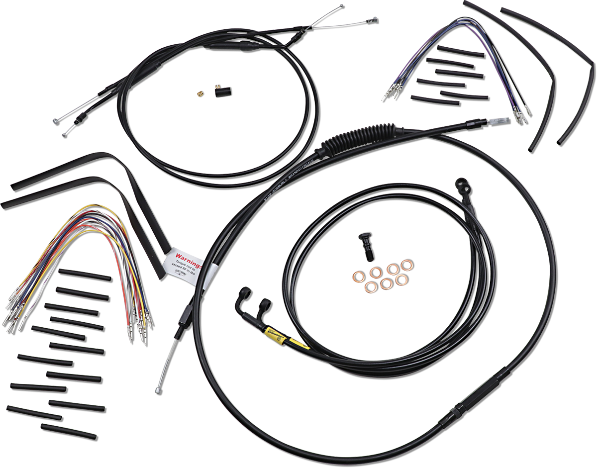 Complete Black Vinyl Handlebar Cable/Line Kit for Ape Hangers