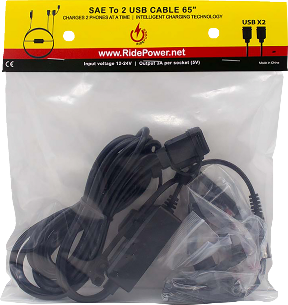 SAE to Two USB Port with Intelligent Electronics Charging Cable