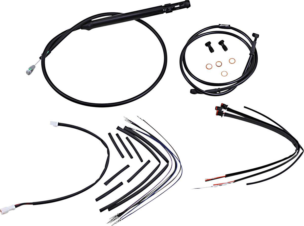 Complete Black Vinyl Handlebar Cable/Line Kit for Ape Hangers