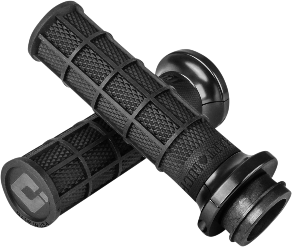 Hart-Luck Signature V-Twin Lock-On™ Grips - TBW - Black/Black