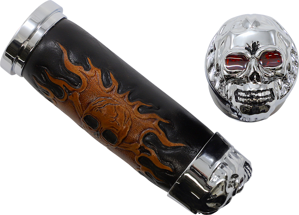 Skull Grips - Red Eyes - Cable- Chrome