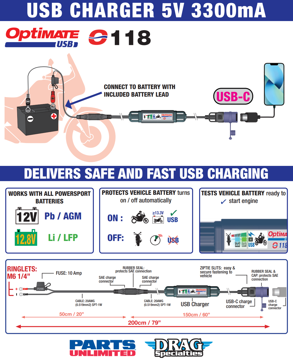 OptiMate™ Battery to USB-C Charger