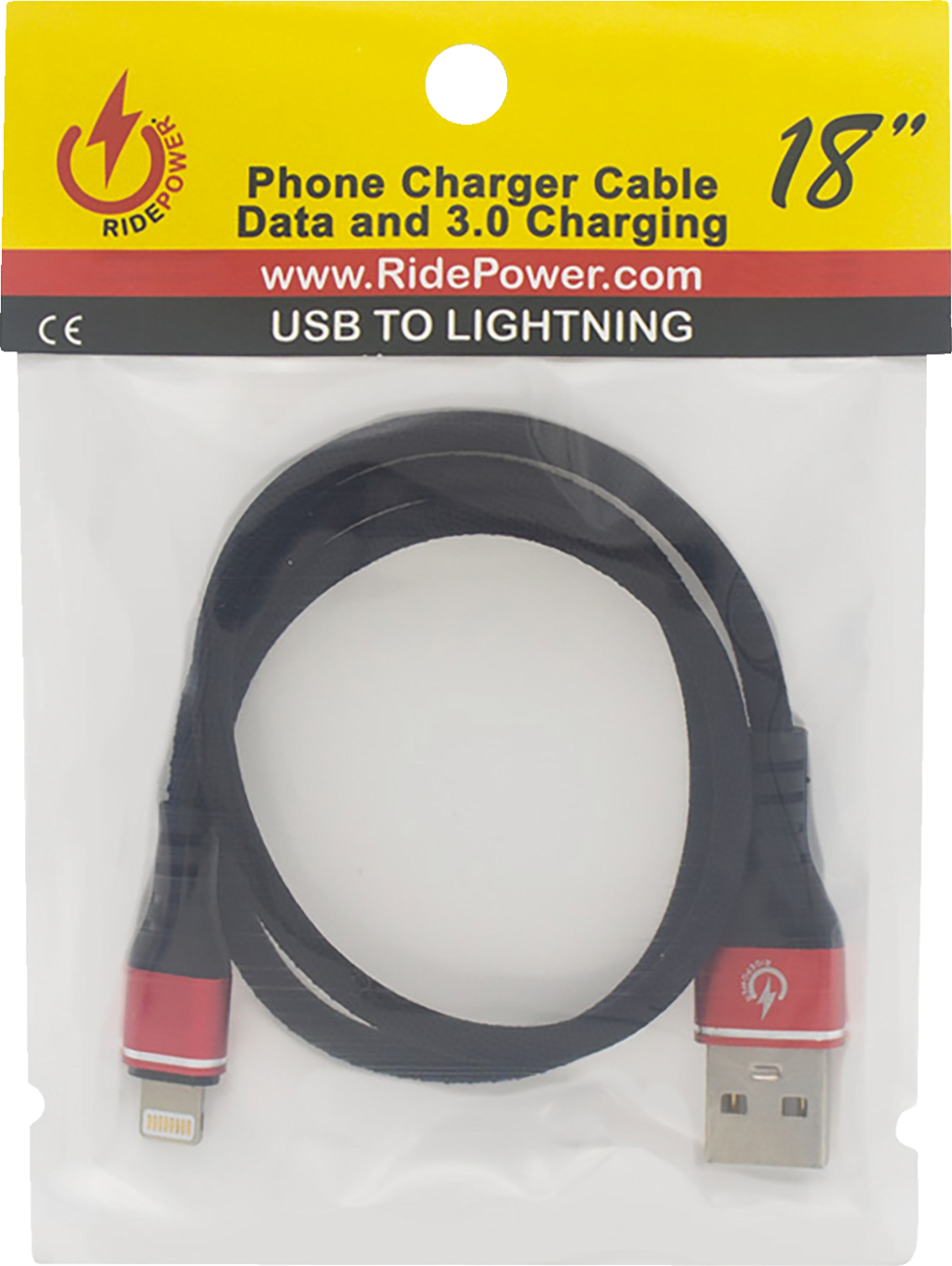 18" Male USB to Male Lightning Phone Charging Cable 3.0