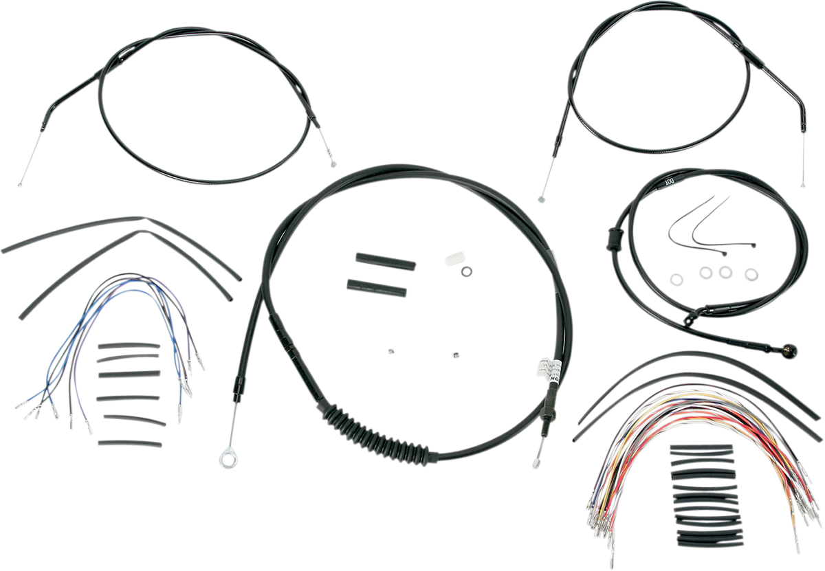 Complete Black Vinyl Handlebar Cable/Line Kit for Ape Hangers