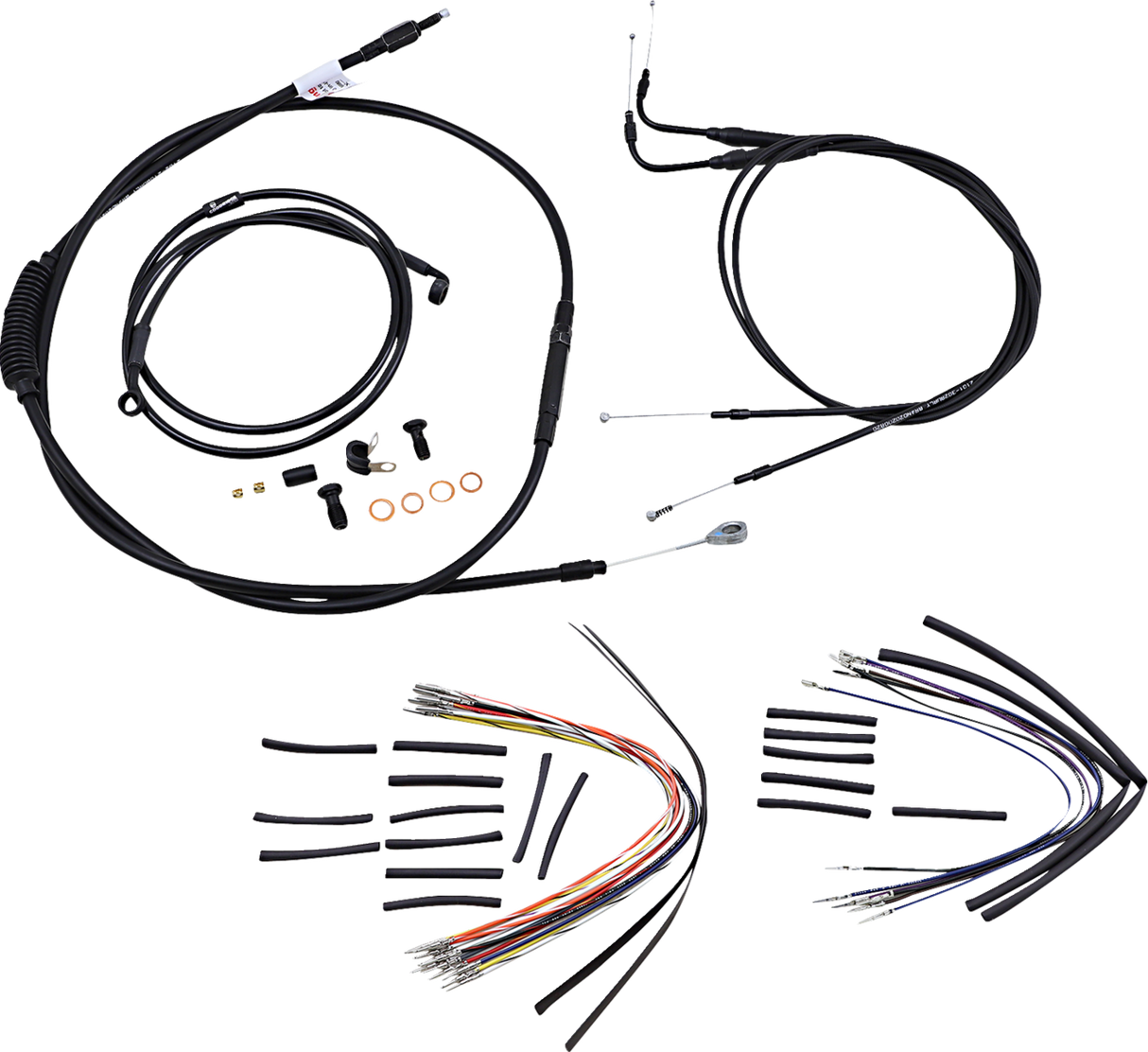 Complete Black Vinyl Handlebar Cable/Line Kit for Ape Hangers