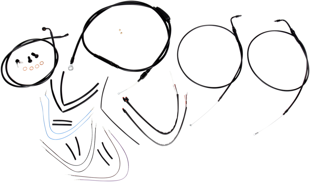 Complete Black Vinyl Handlebar Cable/Line Kit for Ape Hangers