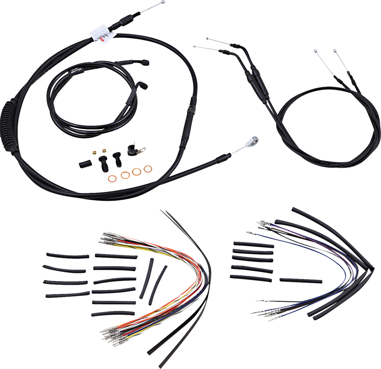 Complete Black Vinyl Handlebar Cable/Line Kit for Ape Hangers