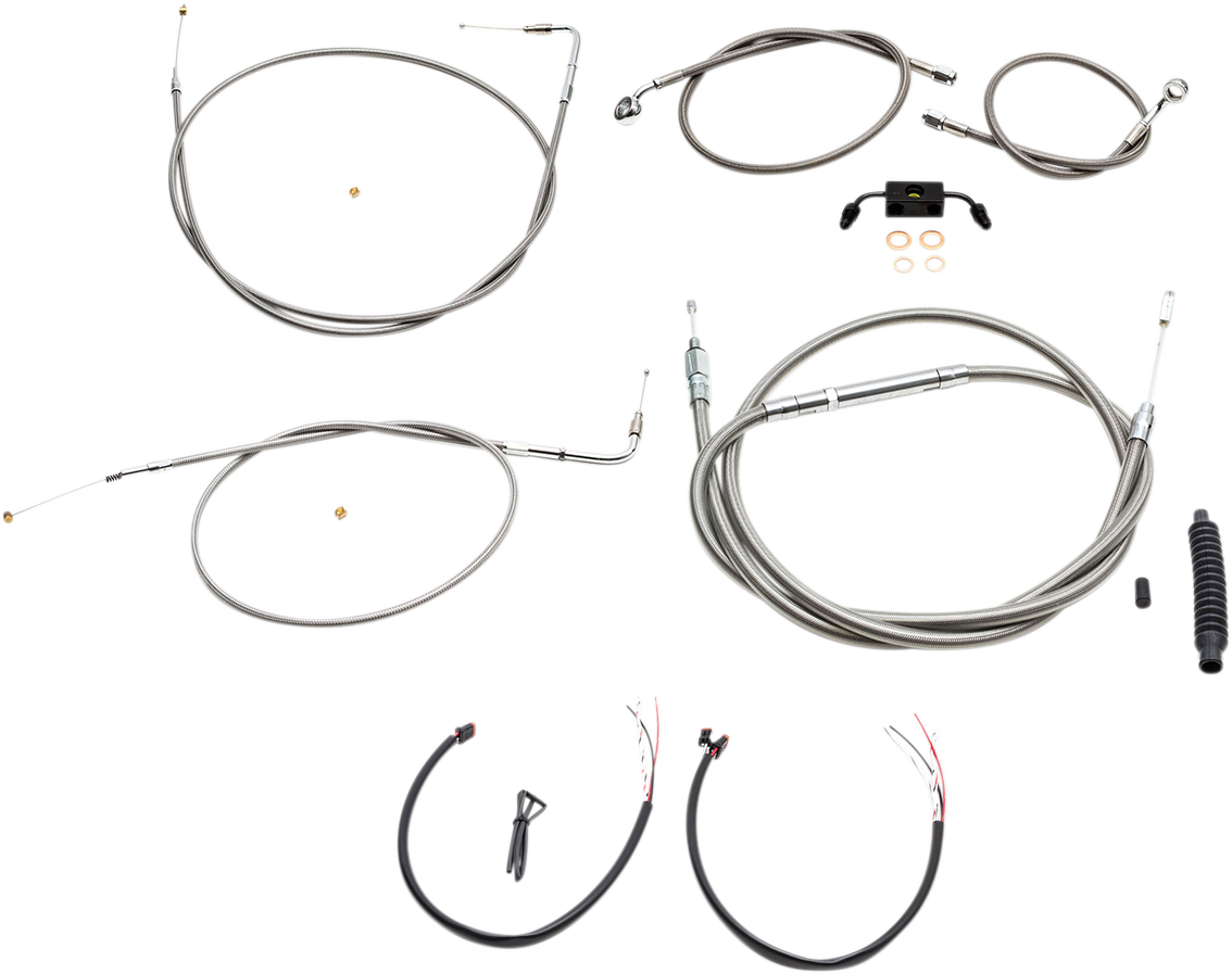 Complete Stainless Braided Handlebar Cable/Brake Line Kit — Cable Kit