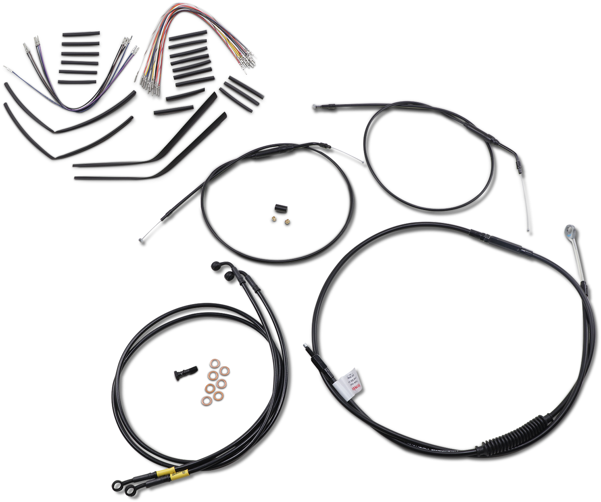 Complete Black Vinyl Handlebar Cable/Line Kit for Ape Hangers
