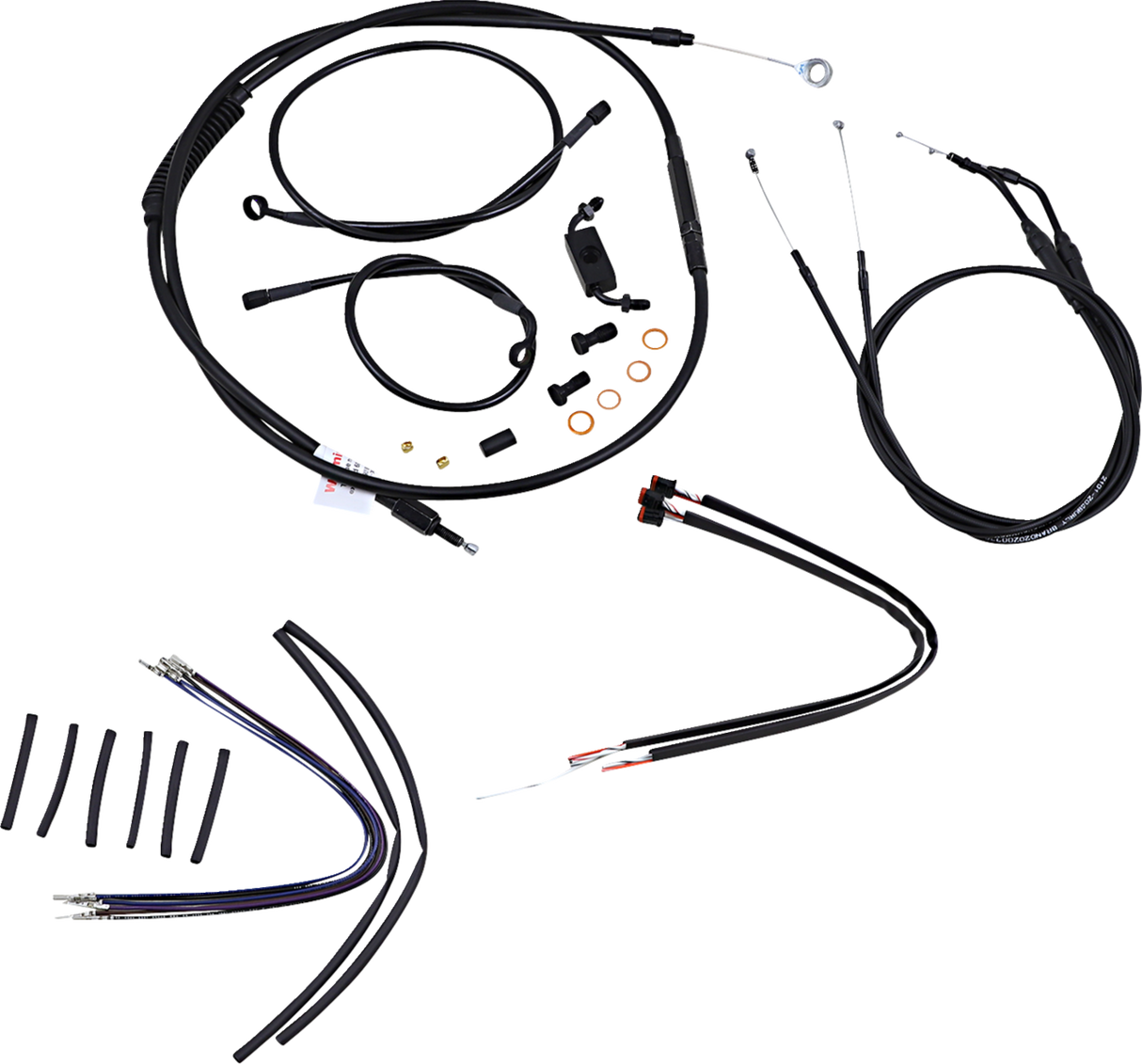 Complete Black Vinyl Handlebar Cable/Line Kit for Ape Hangers