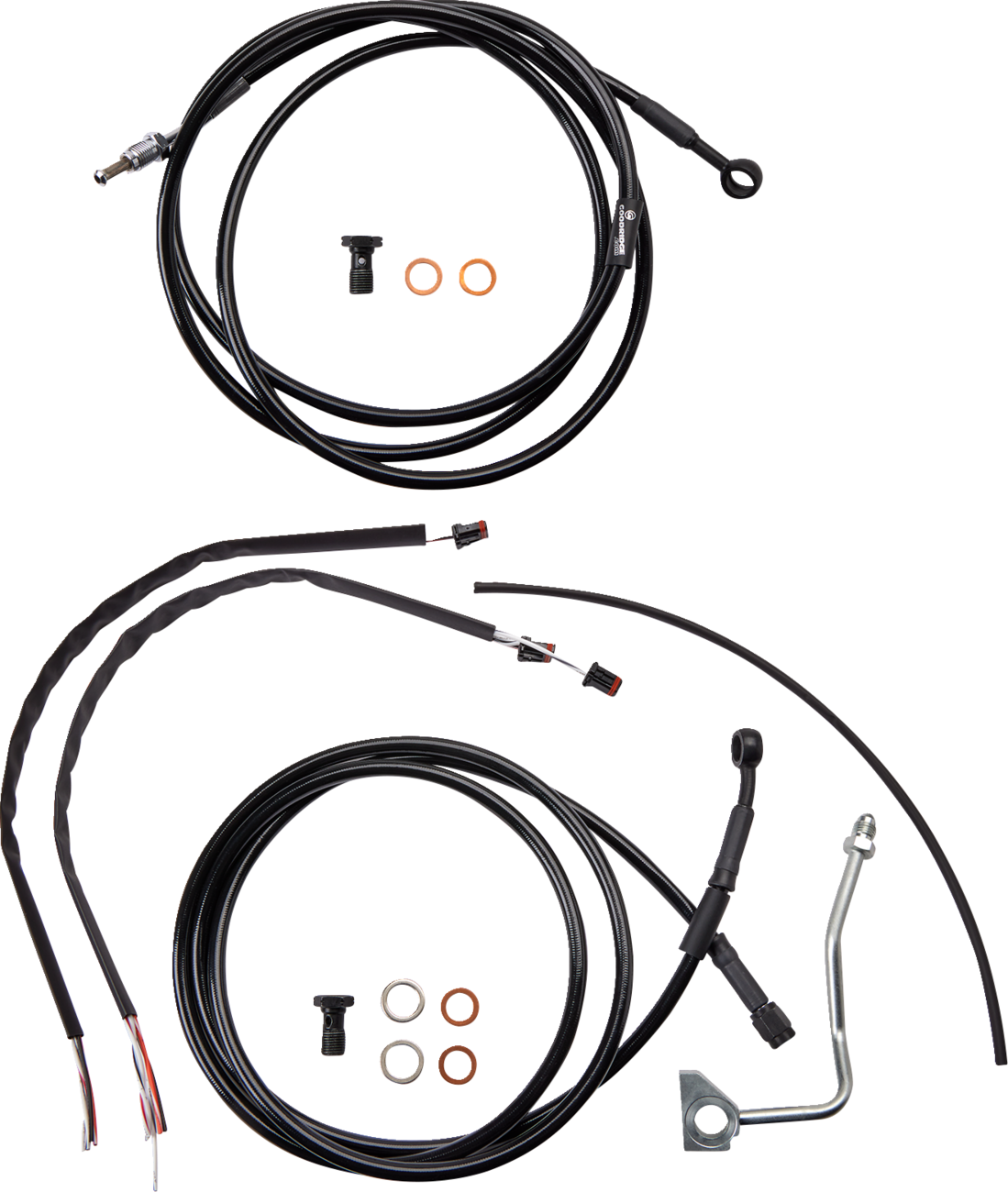 Complete Black Vinyl Handlebar Cable/Line Kit for Ape Hangers