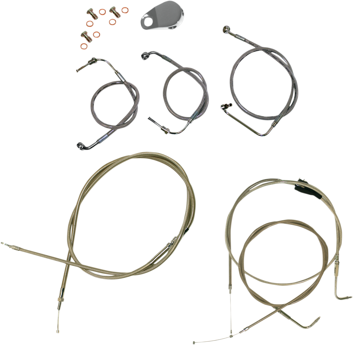 Standard Stainless Braided Handlebar Cable/Brake Line Kit