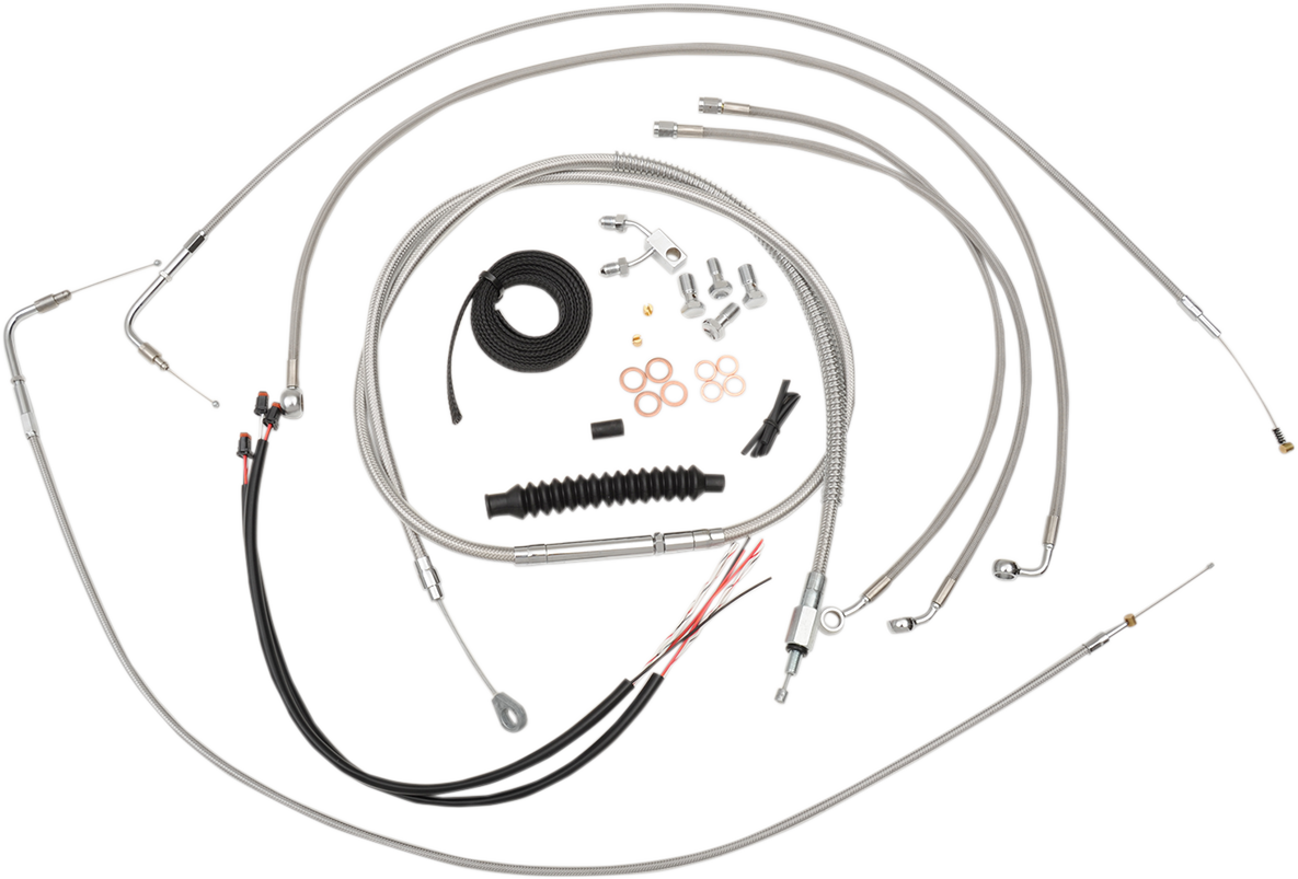 Complete Stainless Braided Handlebar Cable/Brake Line Kit — Cable Kit
