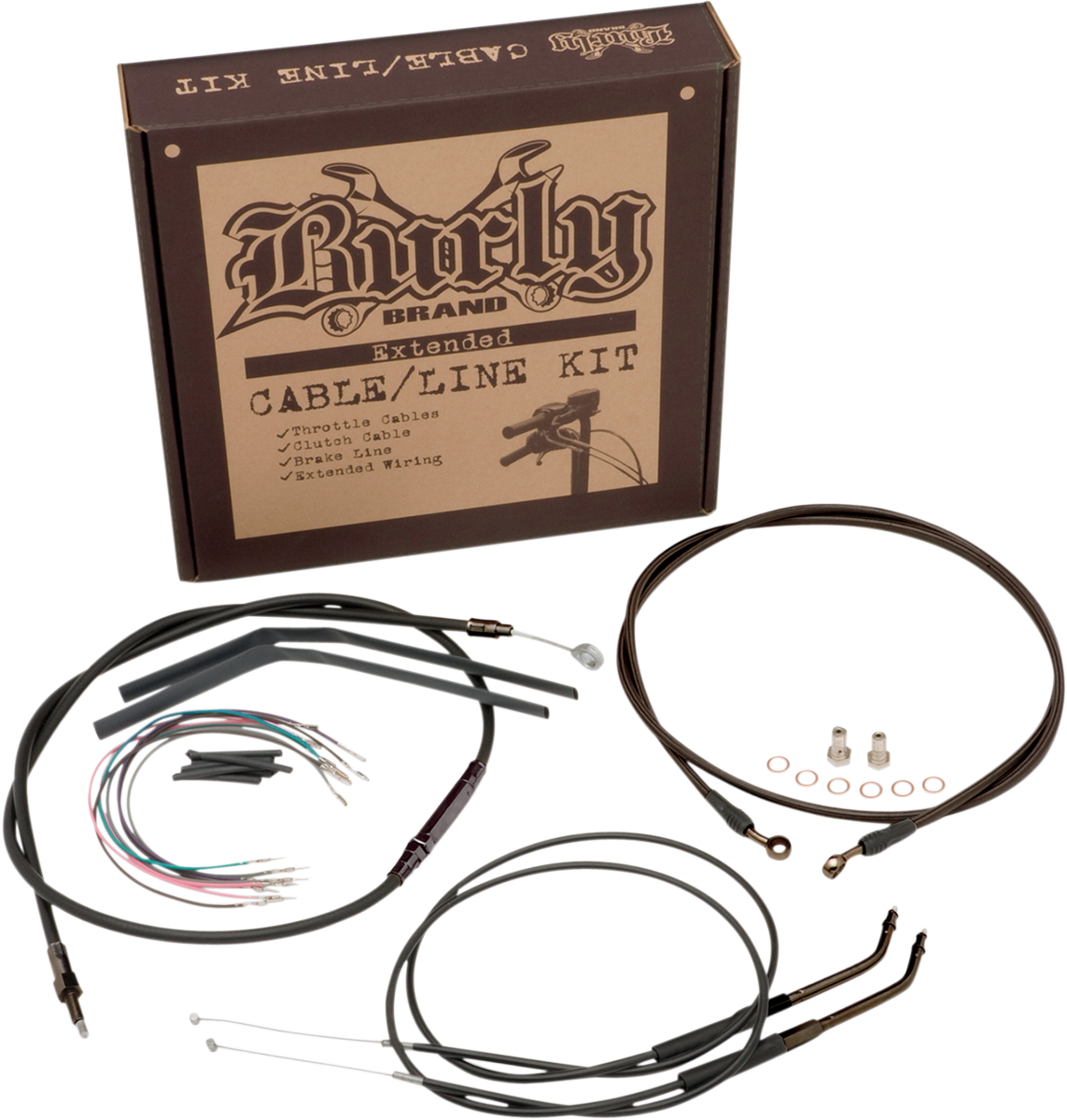 Complete Black Vinyl Handlebar Cable/Line Kit for Ape Hangers