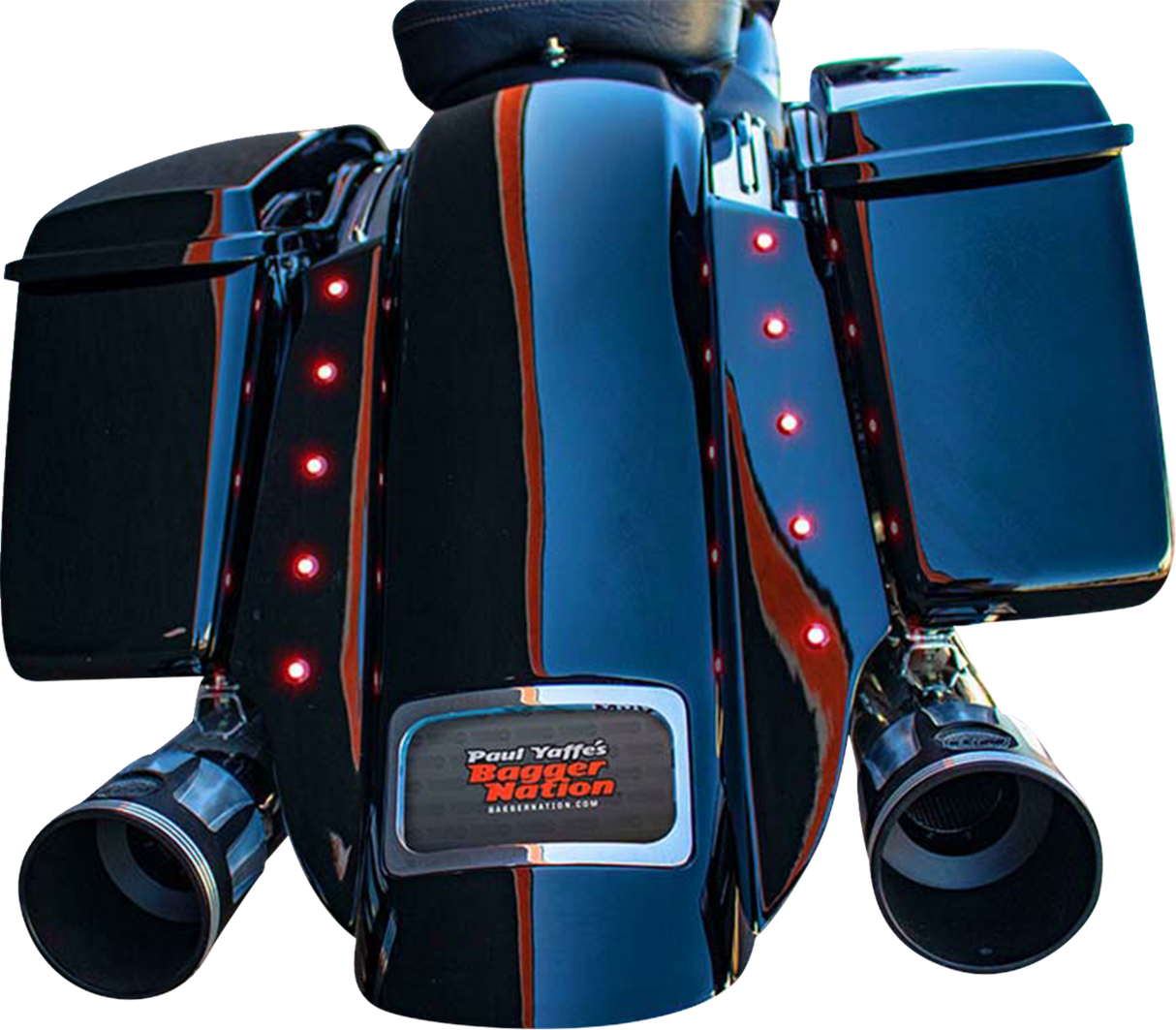Swoop Three Piece Stretched Rear Fender Kit With Side Panels and Lightening Bolts