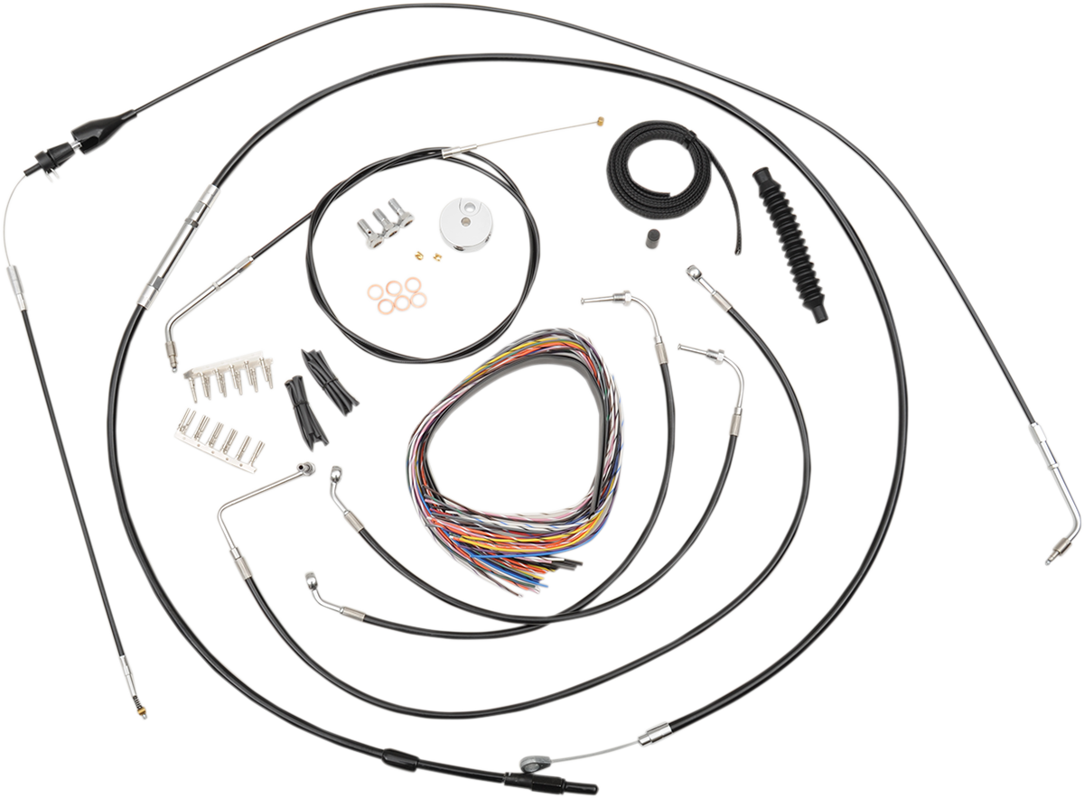 Complete Black Vinyl Braided Handlebar Cable/Brake Line Kit