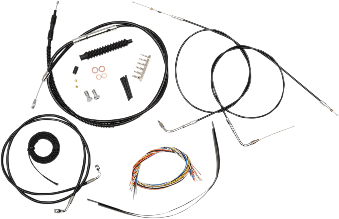Complete Black Vinyl Braided Handlebar Cable/Brake Line Kit