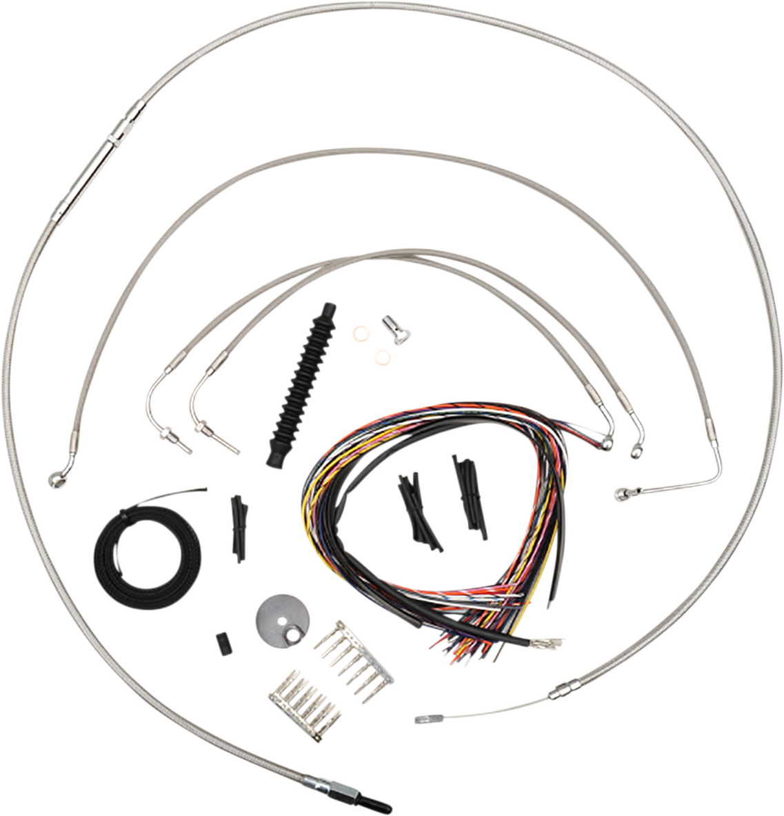 Complete Stainless Braided Handlebar Cable/Brake Line Kit — Cable Kit