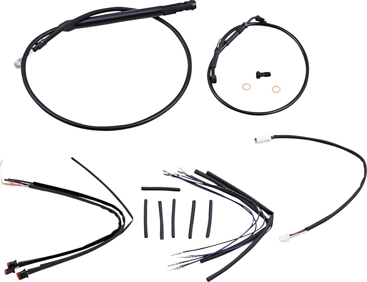 Complete Black Vinyl Handlebar Cable/Line Kit for Ape Hangers