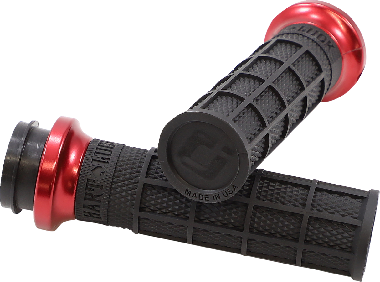 Hart-Luck Signature V-Twin Lock-On™ Grips - TBW - Black/Red