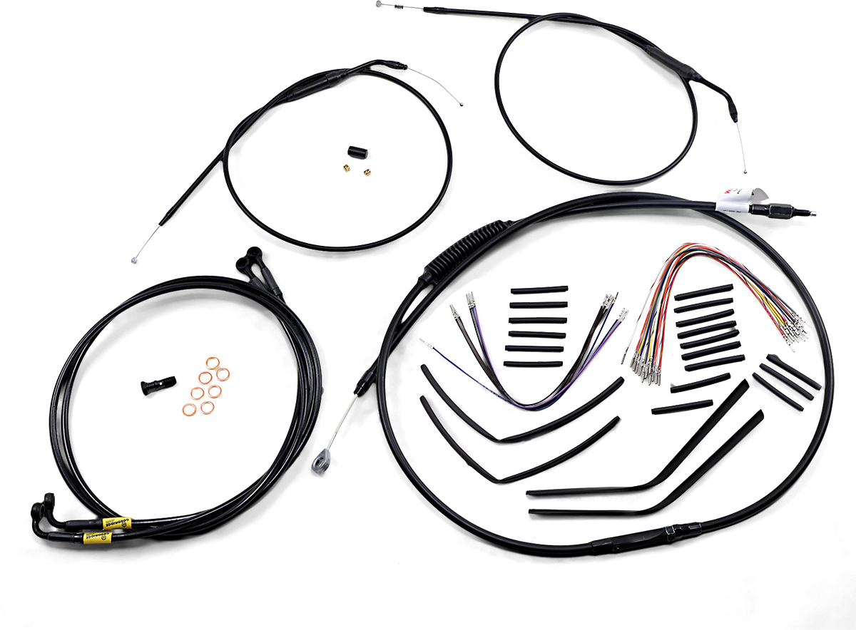 Complete Black Vinyl Handlebar Cable/Line Kit for Ape Hangers