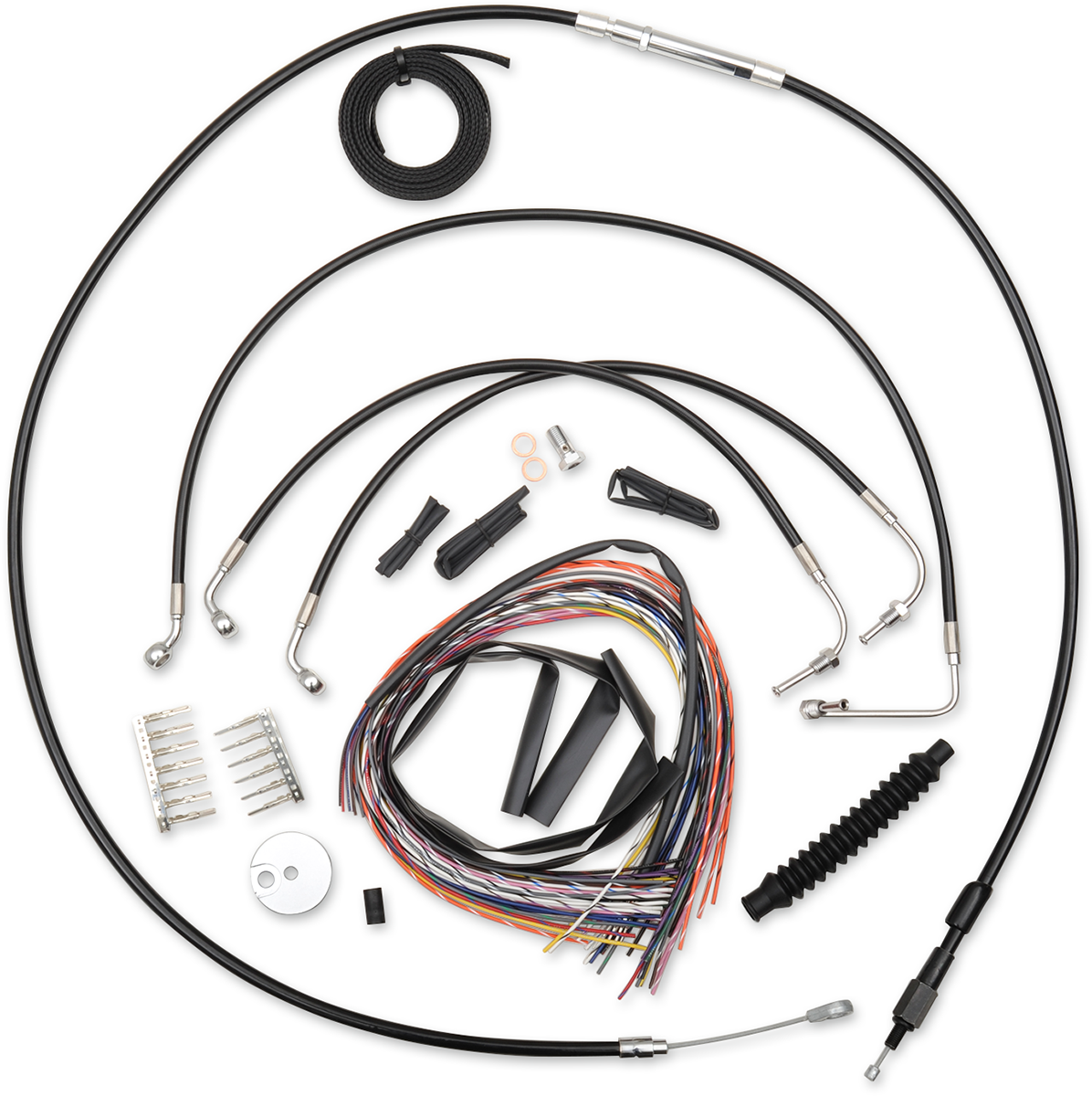 Complete Black Vinyl Braided Handlebar Cable/Brake Line Kit