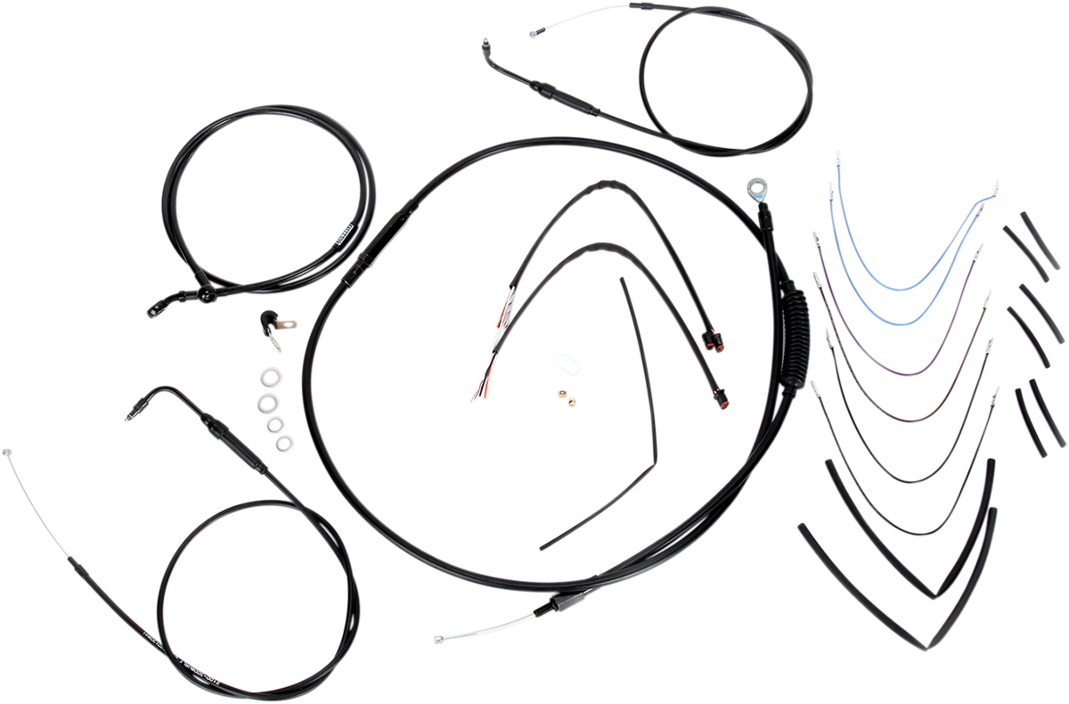 Complete Black Vinyl Handlebar Cable/Line Kit for Ape Hangers
