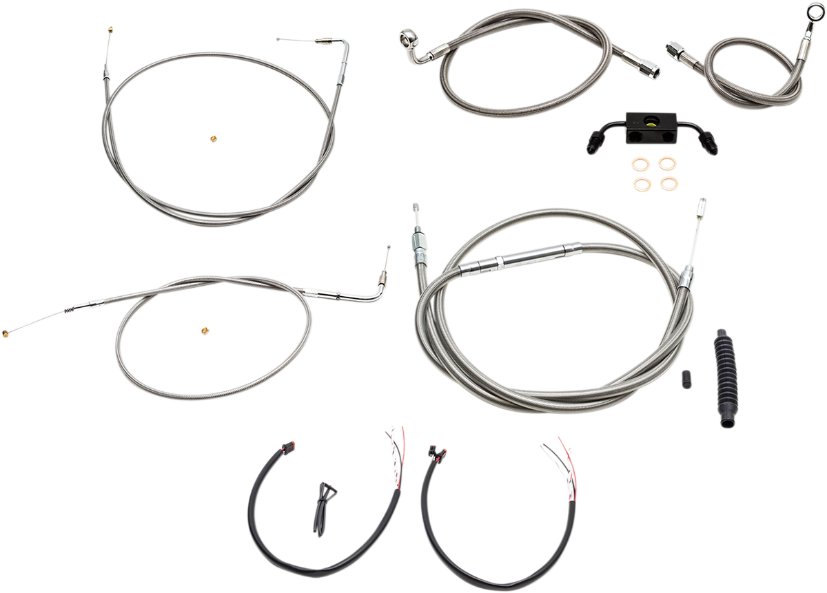 Complete Stainless Braided Handlebar Cable/Brake Line Kit — Cable Kit