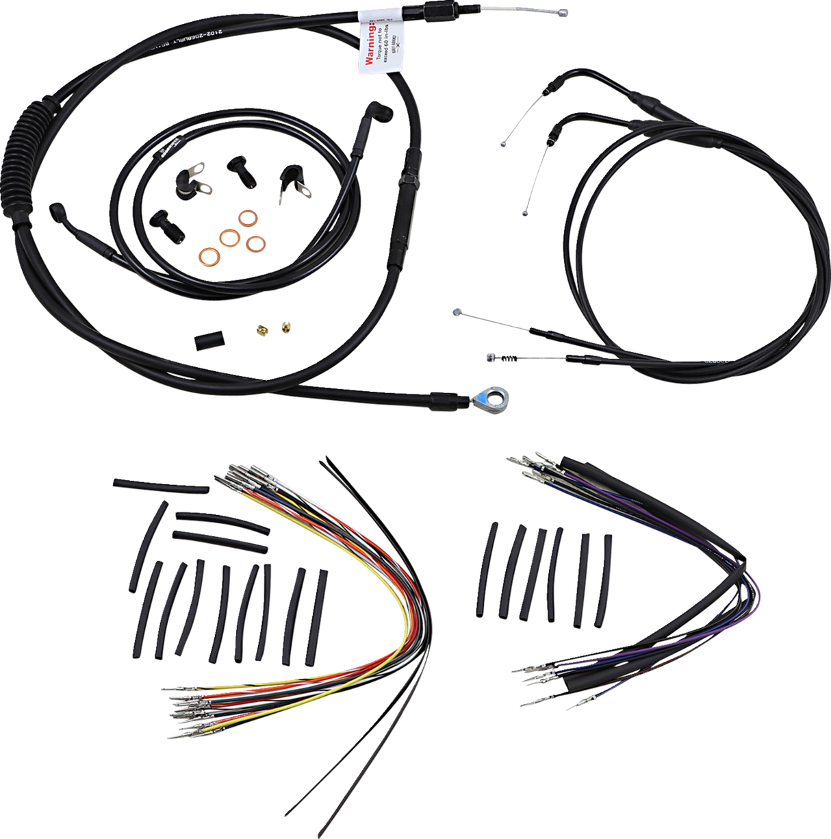 Complete Black Vinyl Handlebar Cable/Line Kit for Ape Hangers