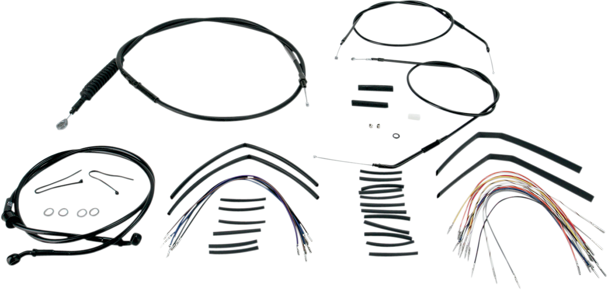 Complete Black Vinyl Handlebar Cable/Line Kit for Ape Hangers