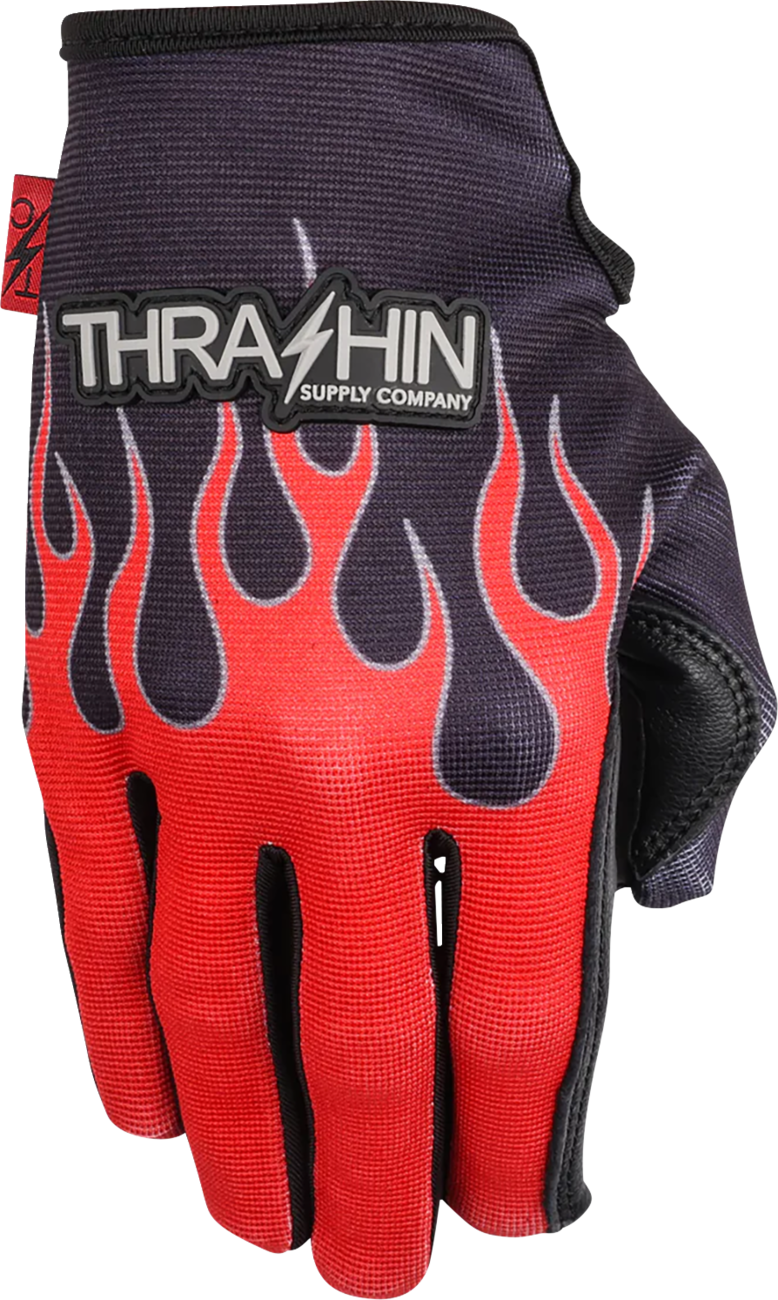 Stealth Leather Palm Flame Gloves