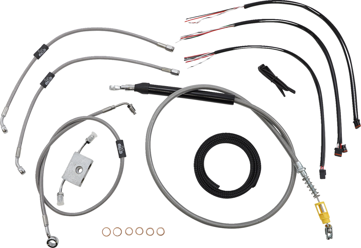Complete Stainless Braided Handlebar Cable/Brake Line Kit — Cable Kit