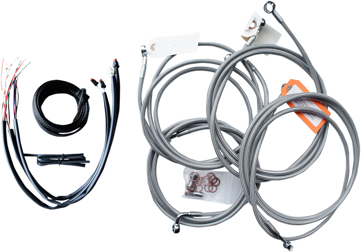 Complete Stainless Braided Handlebar Cable/Brake Line Kit — Cable Kit