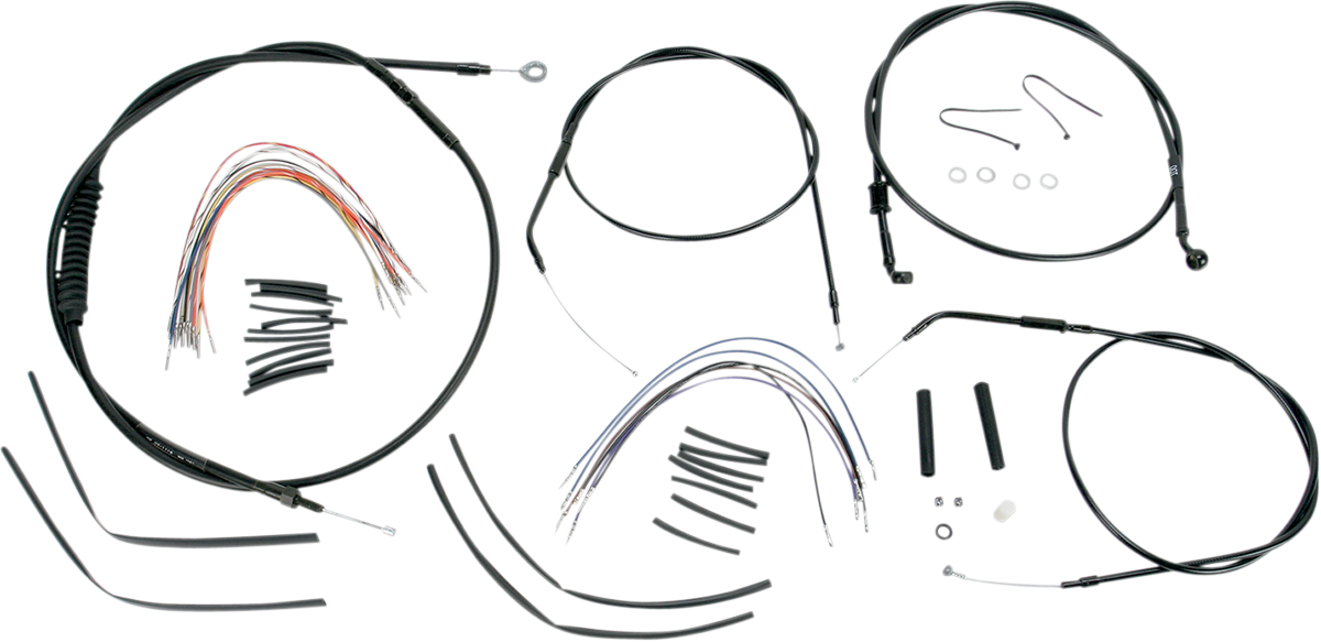 Complete Black Vinyl Handlebar Cable/Line Kit for Ape Hangers