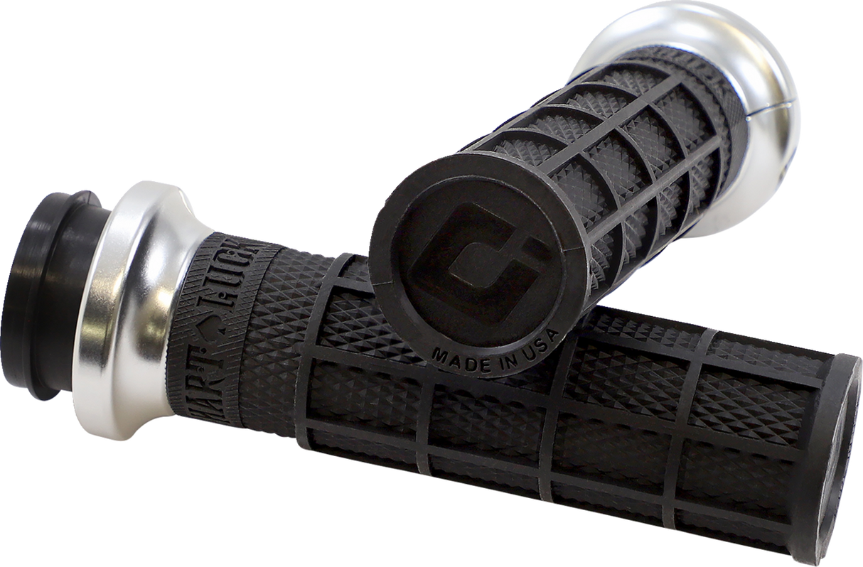 Hart-Luck Signature V-Twin Lock-On™ Grips - TBW - Black/Silver