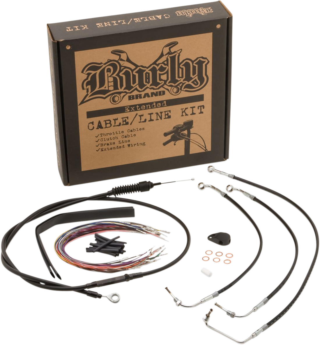 Complete Black Vinyl Handlebar Cable/Line Kit for Ape Hangers